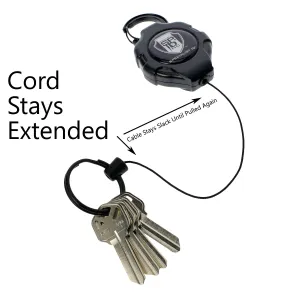 Heavy Duty Retractable Ratchit Keychain Tether Reel for Multiple Keys with Clip and Locking Feature