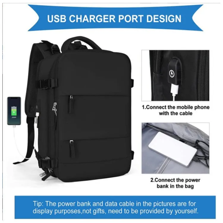 In Stock  Small Size Waterproof Travel Bag Backpack USB Luggage Schoolbag Travel Washing Set Fashion