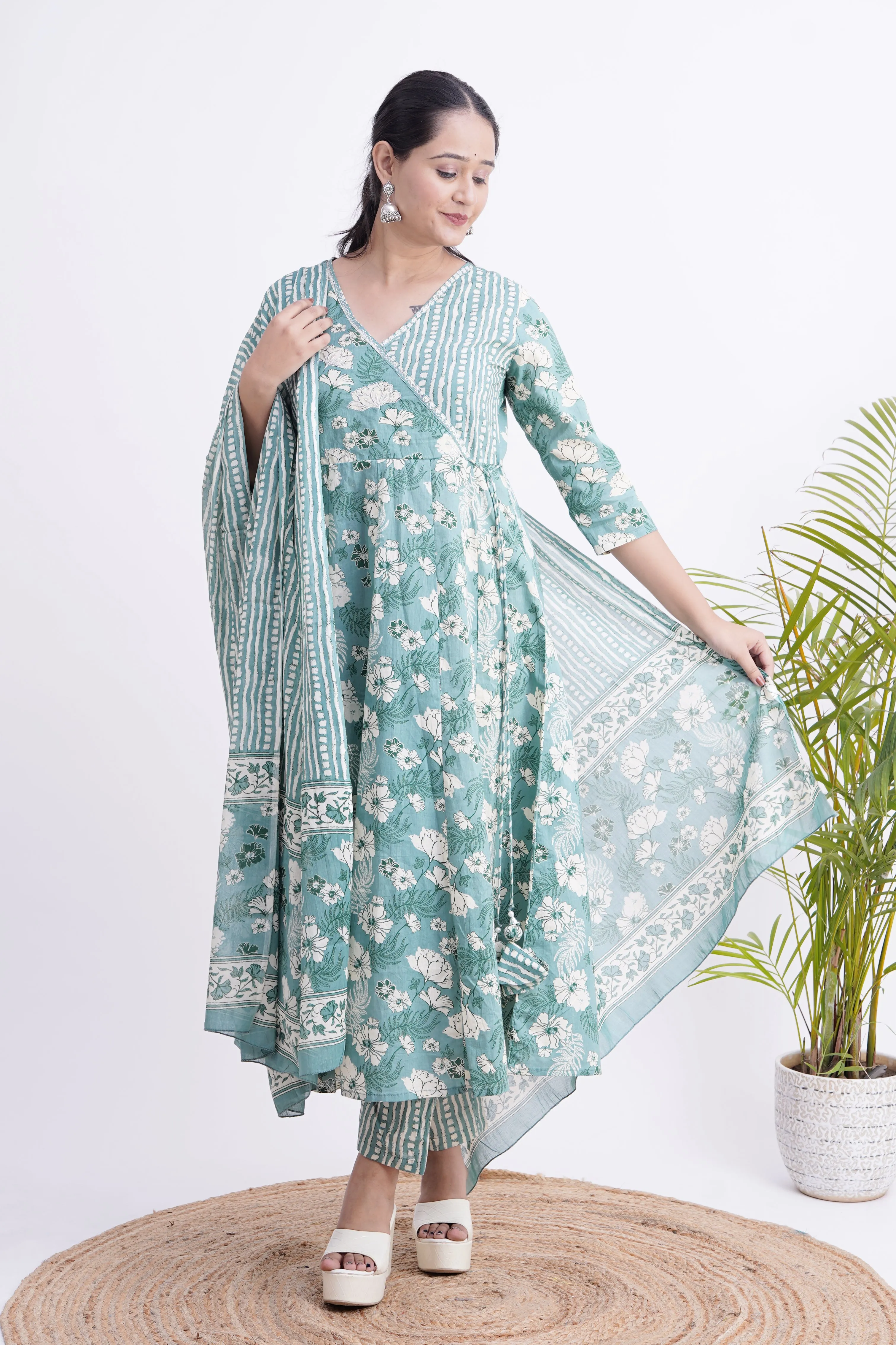 Jaipuri Cotton Angrakha Pant Set