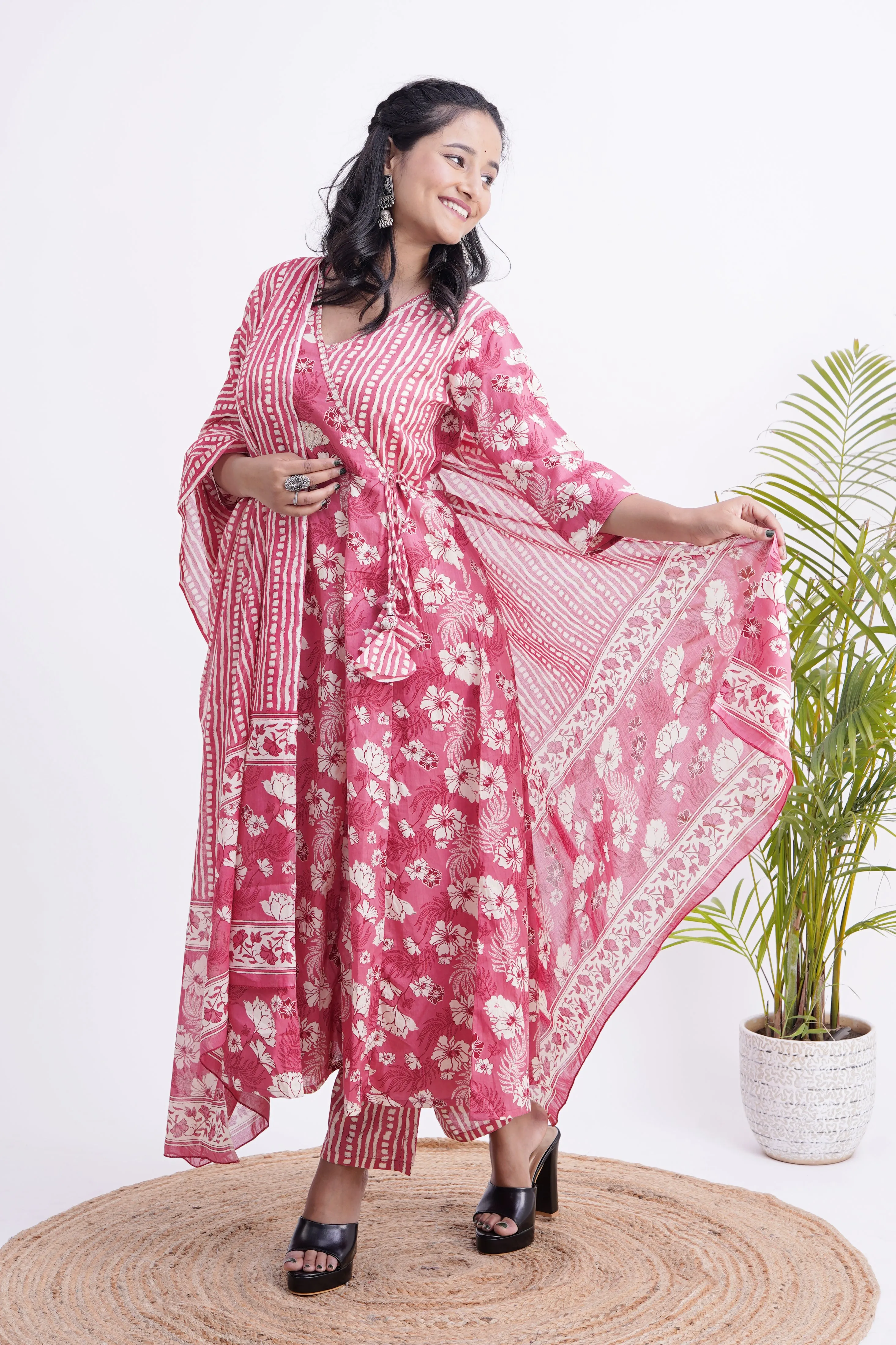 Jaipuri Cotton Angrakha Pant Set