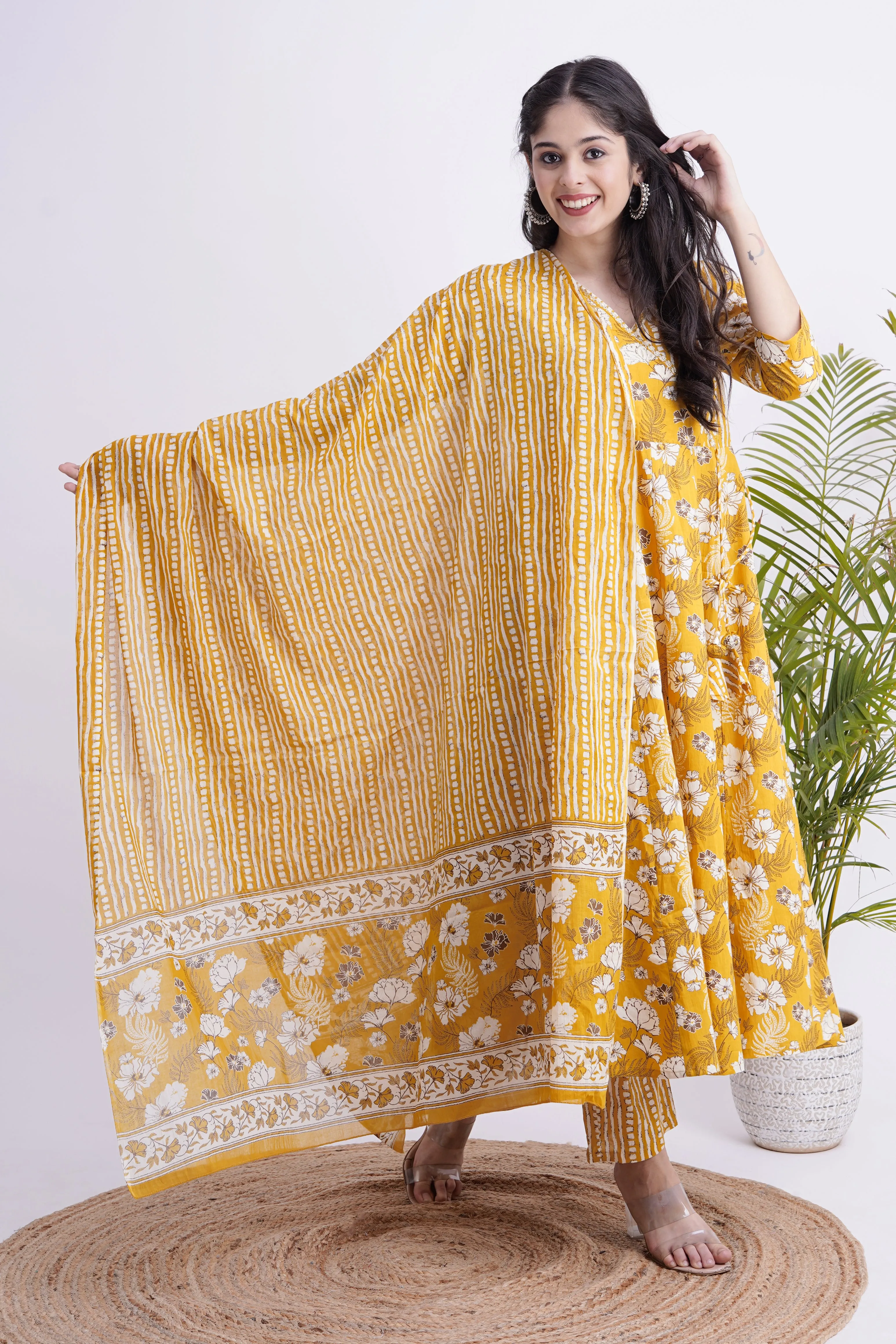Jaipuri Cotton Angrakha Pant Set