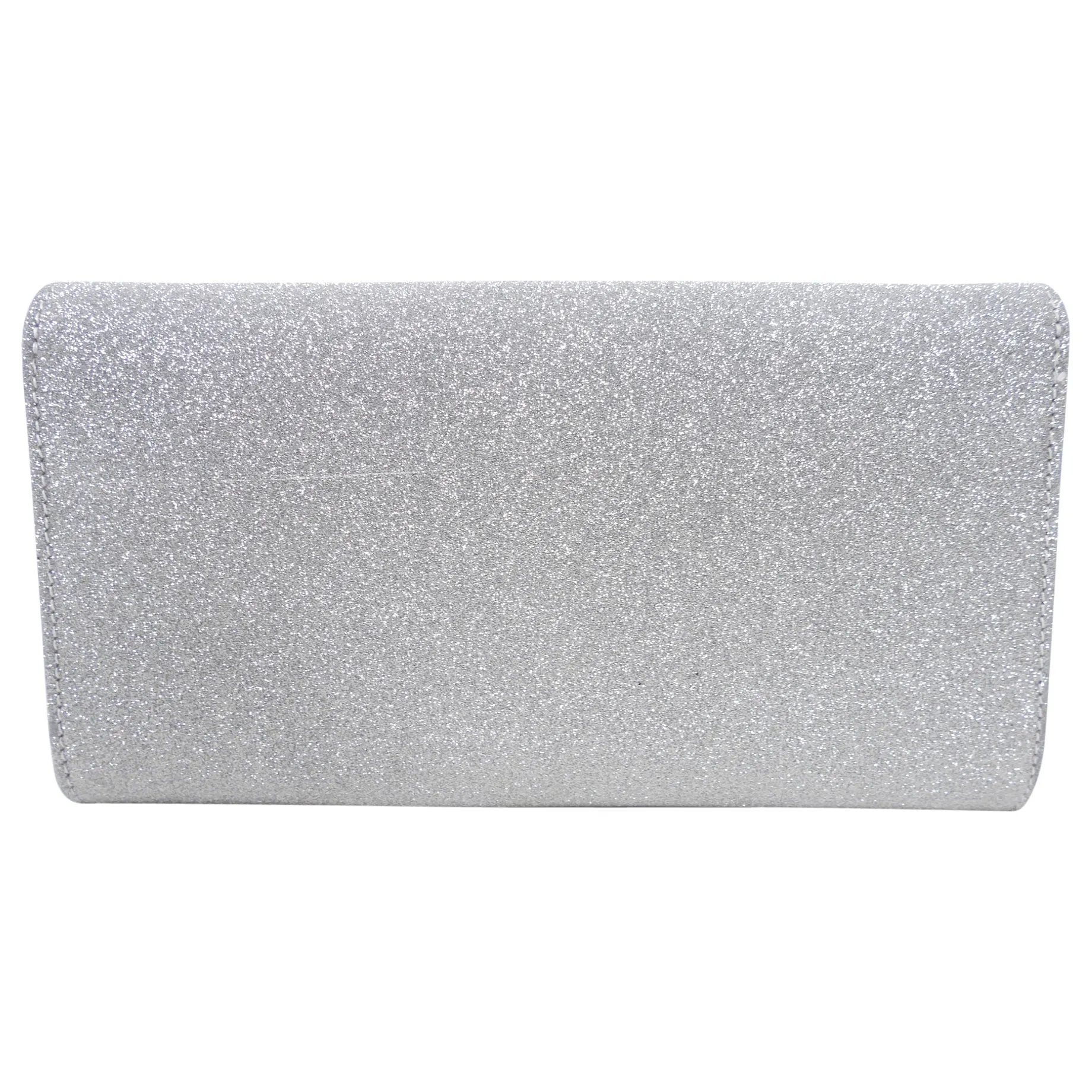 Jimmy Choo Emmie Silver Glitter Evening Clutch Bag