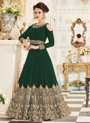 Latest Green Color Designer Heavy Embroidered Gown