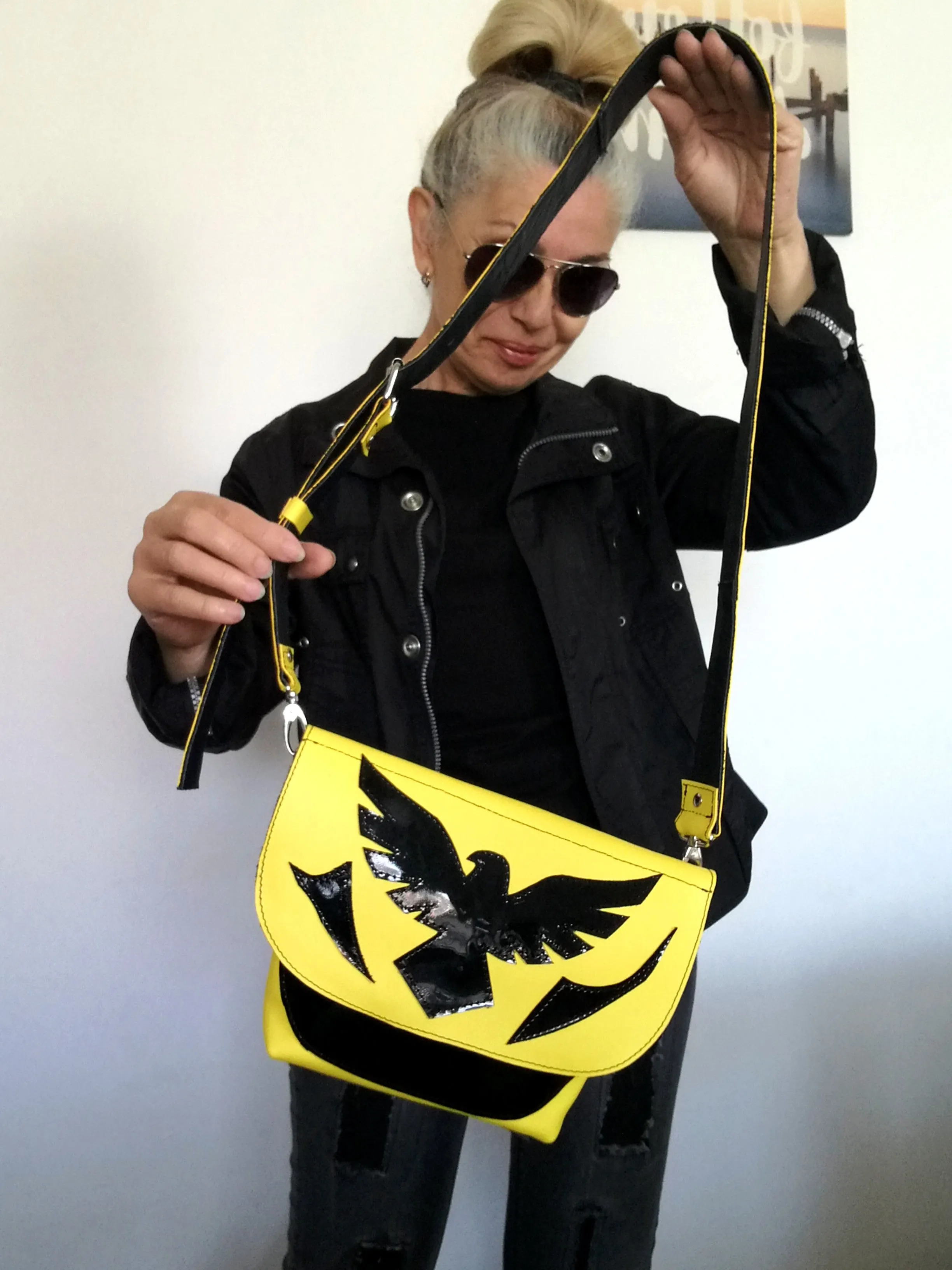 Leather Crossbody Purse Bag Yellow Mini Bag