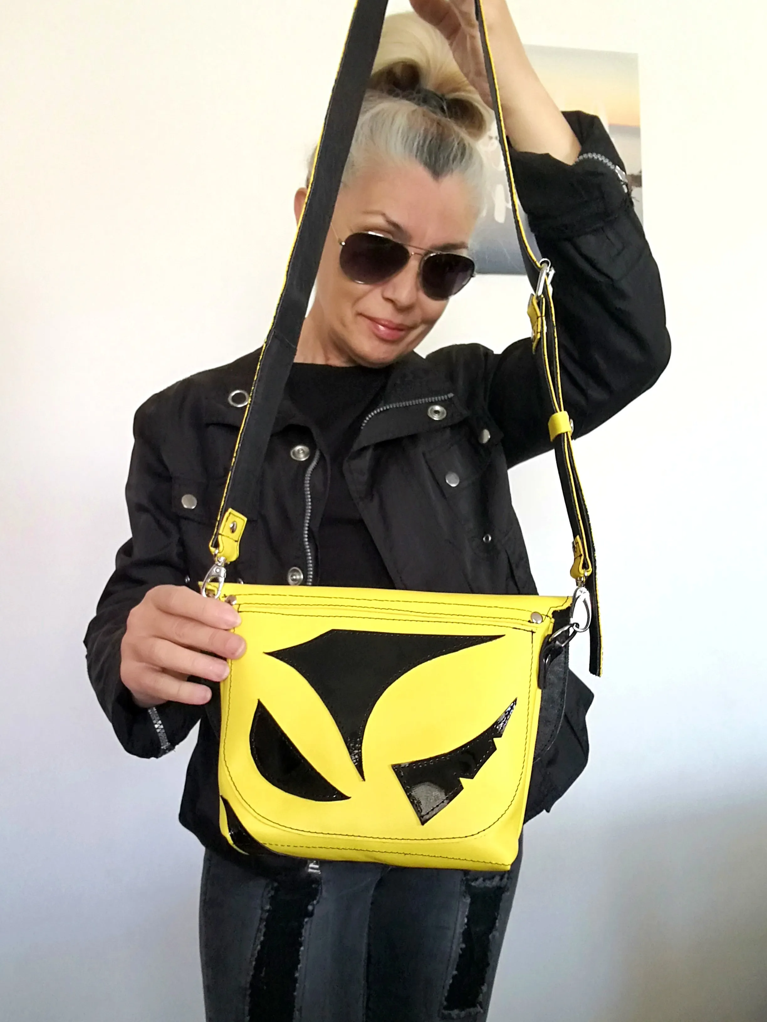 Leather Crossbody Purse Bag Yellow Mini Bag