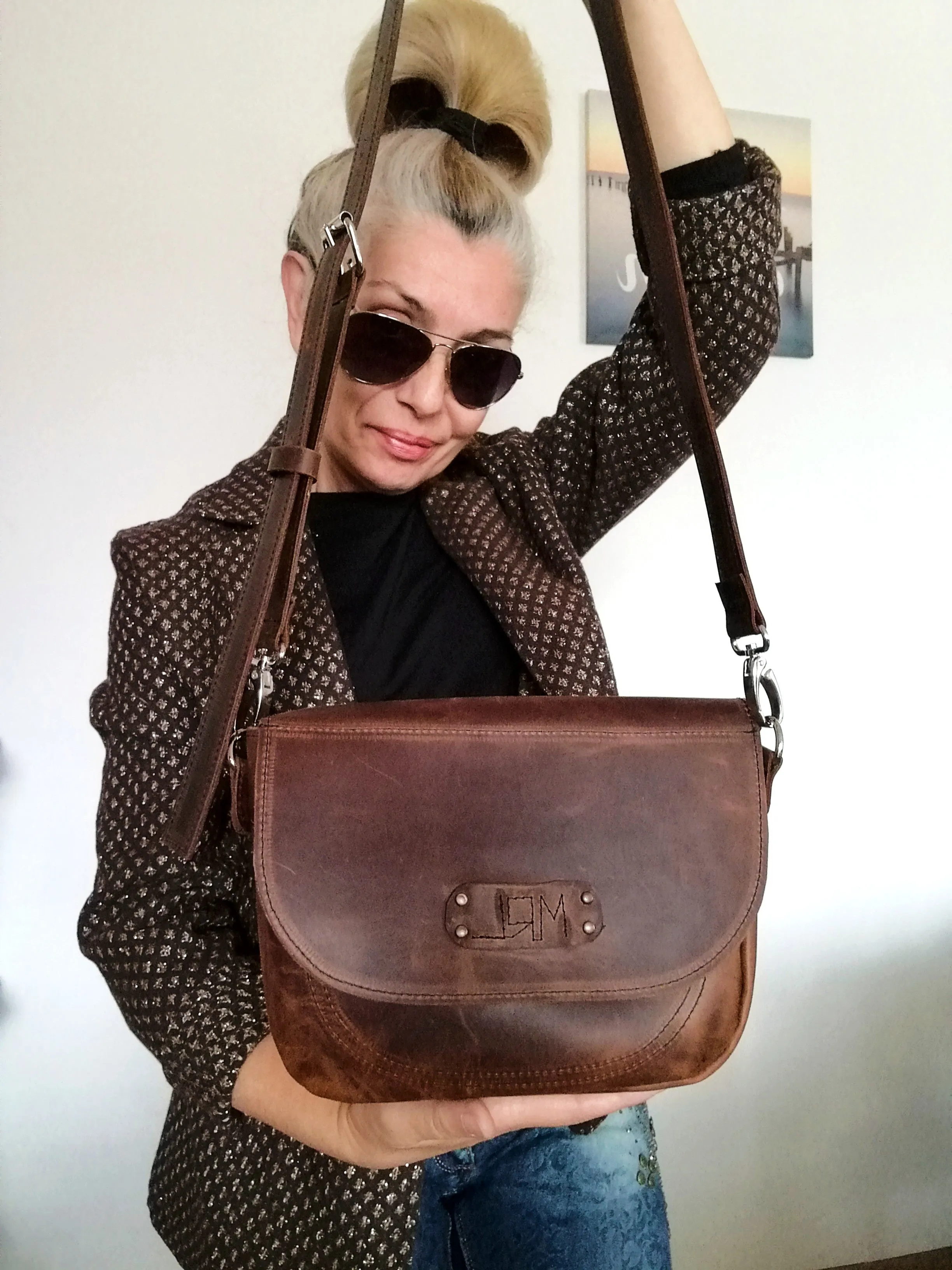 Leather Saddle Bag for Women Italian Leather Crossbody Purse Bag