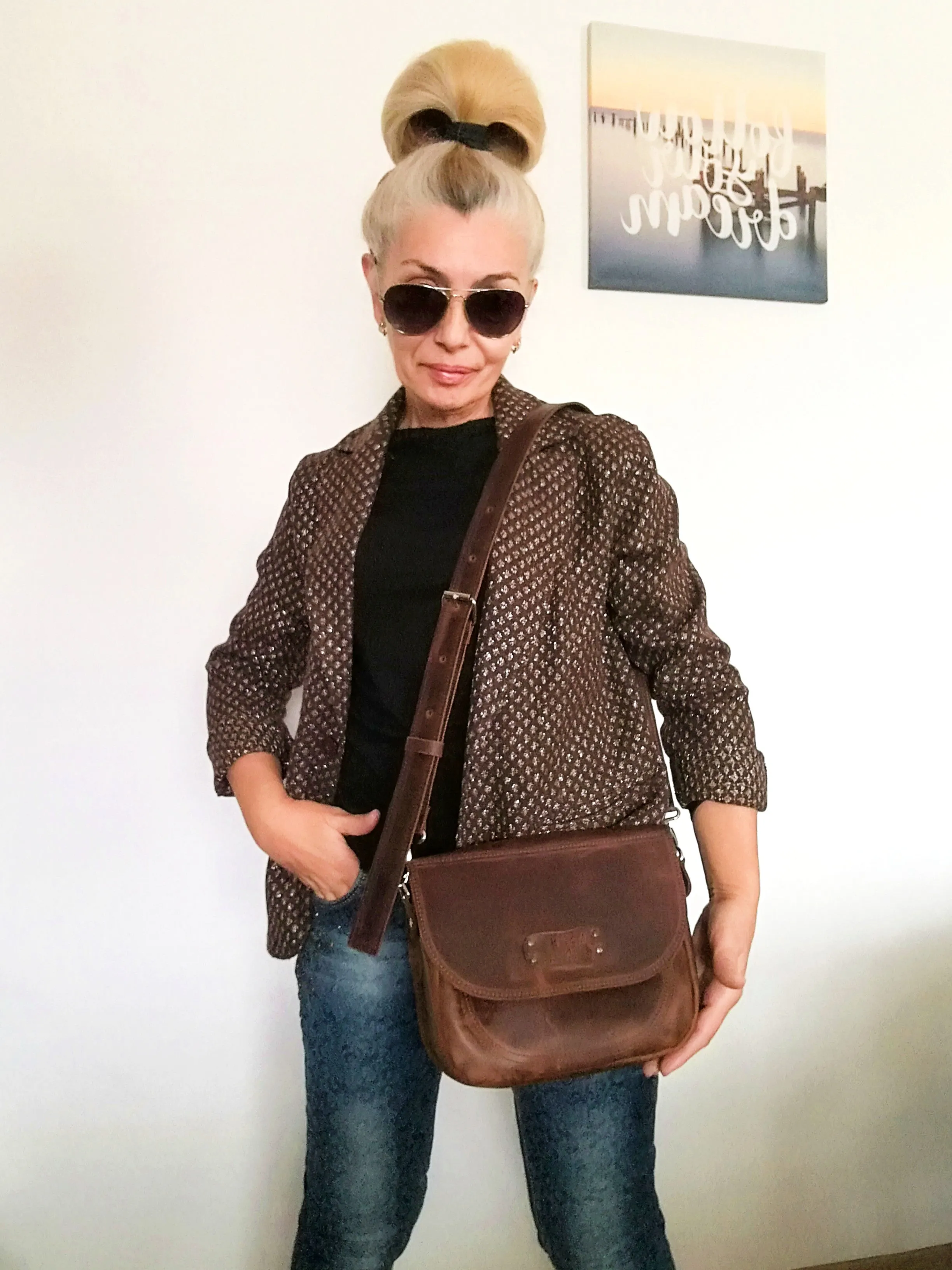 Leather Saddle Bag for Women Italian Leather Crossbody Purse Bag