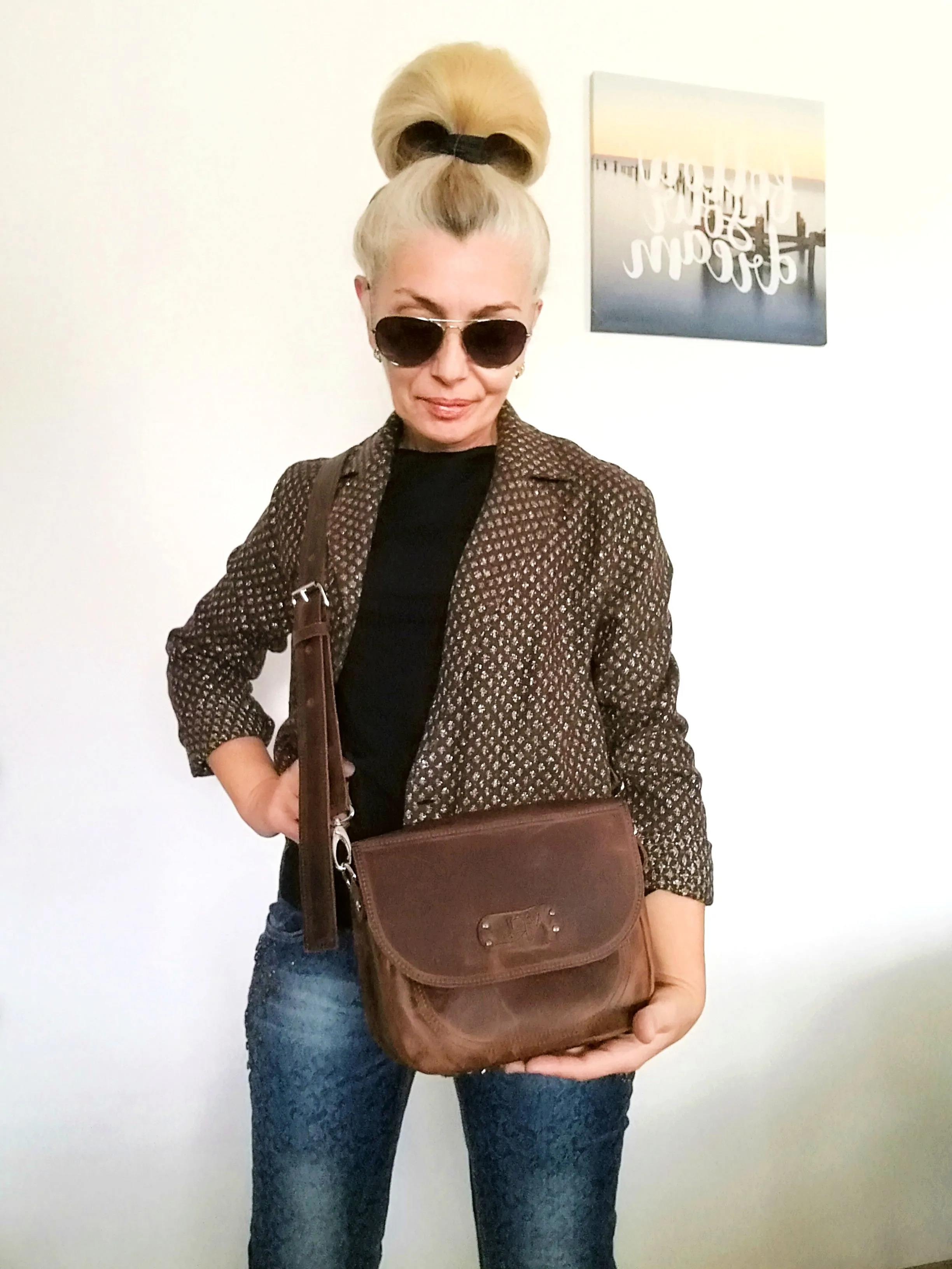 Leather Saddle Bag for Women Italian Leather Crossbody Purse Bag