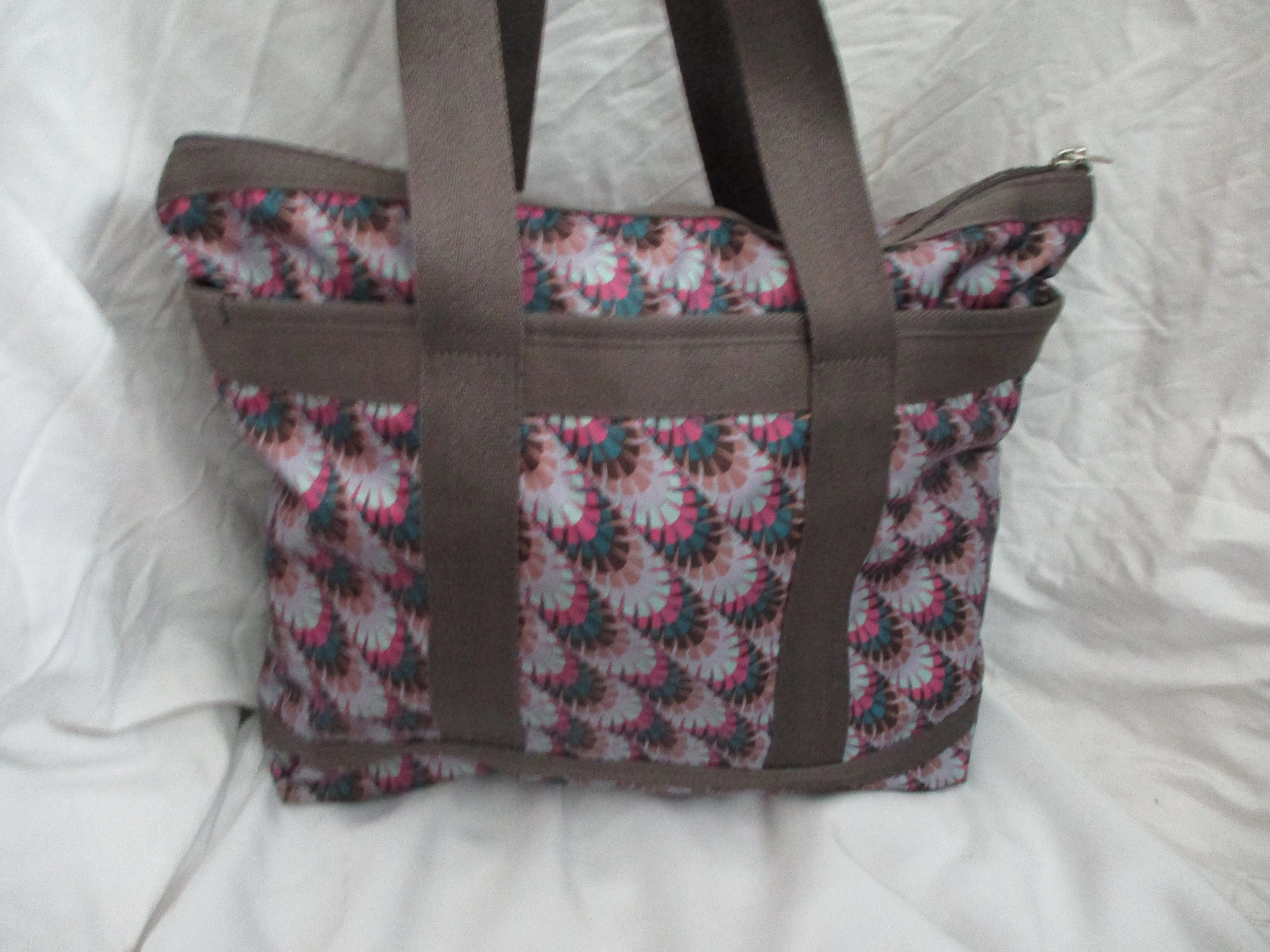 LESPORTSAC Le Sportsac Nylon Tote Bag Carryall Duffel Bag BROWN FRINGE