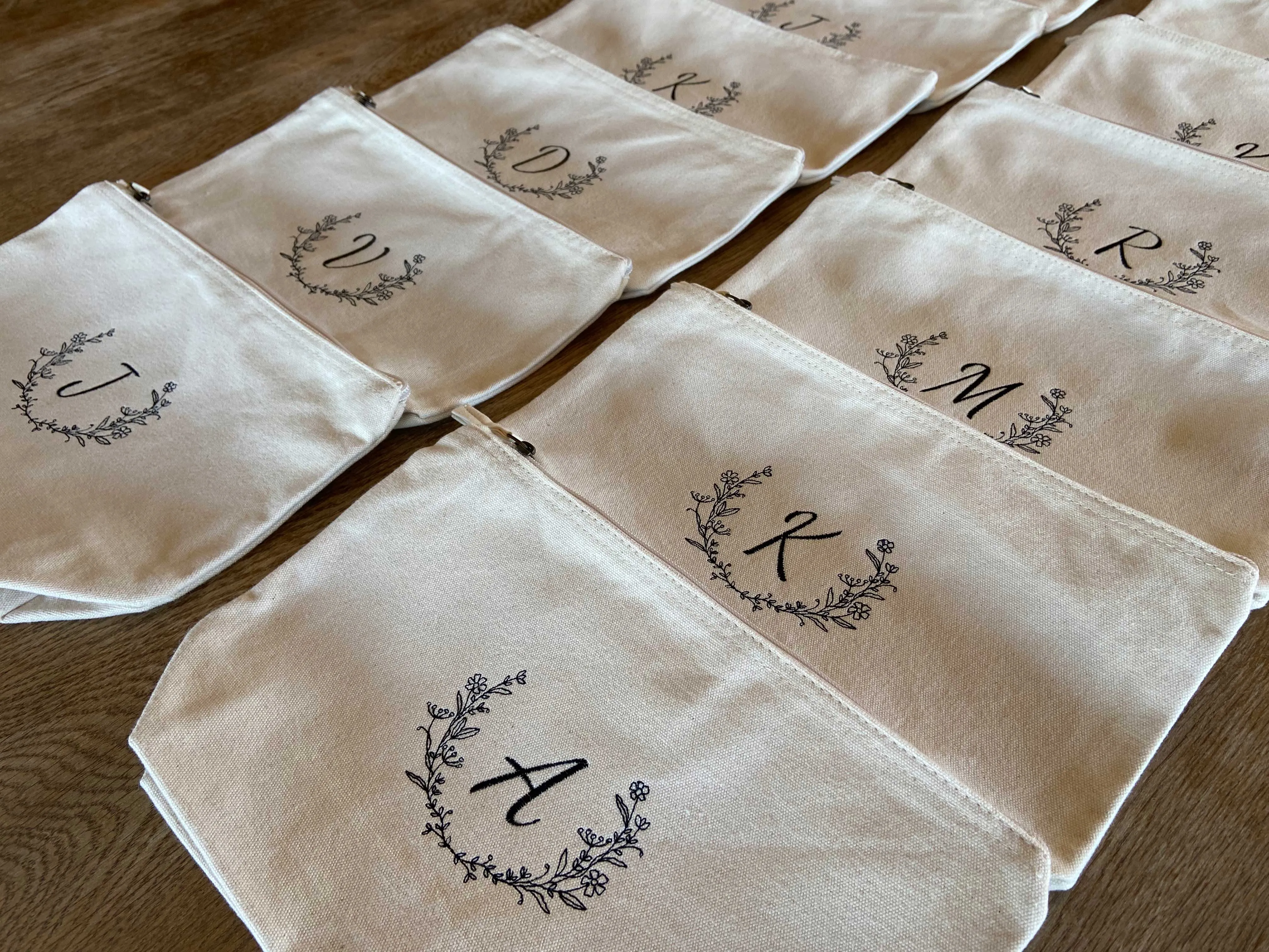 Letter Wreath Makeup Bag