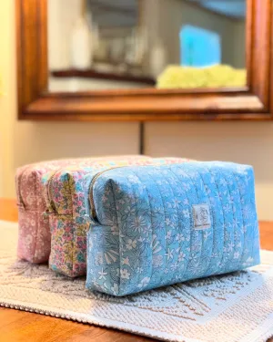 Liberty floral quilted large make up bag