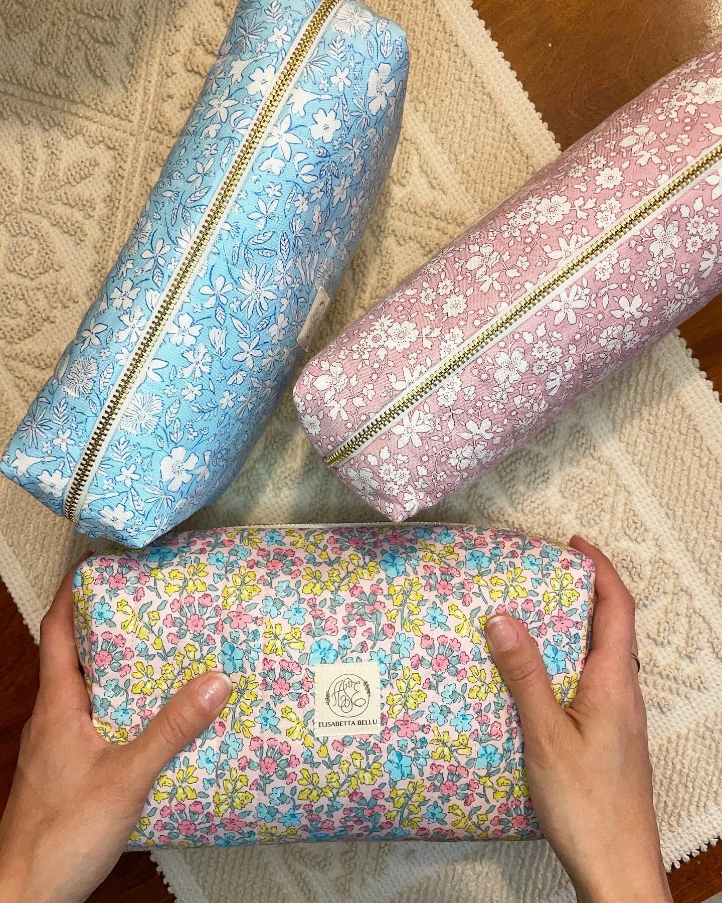 Liberty floral quilted large make up bag
