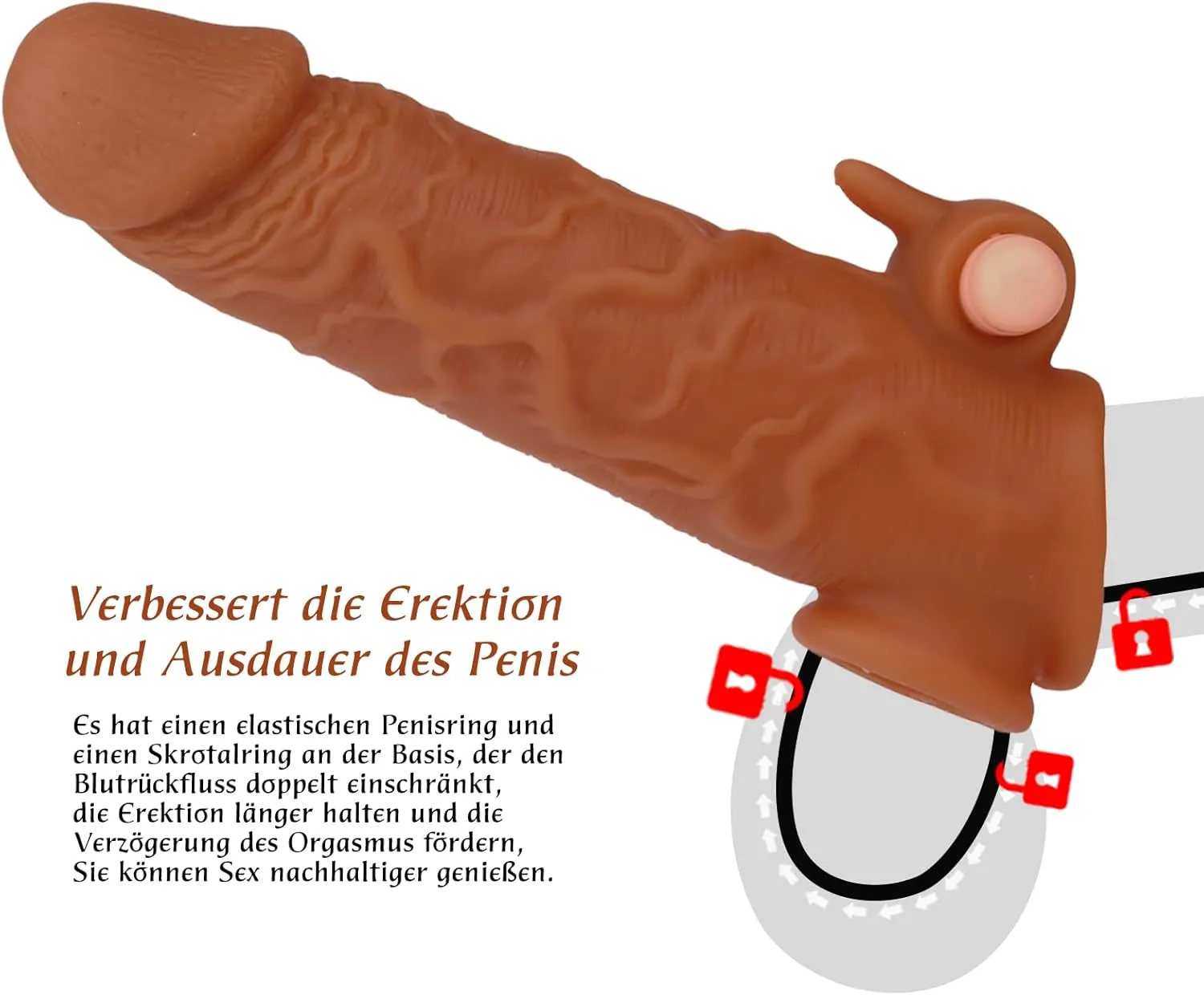 Life Size Penis Sleeve Condom - Vibrating Bullet Clit Stimulator Sex Toys for Men