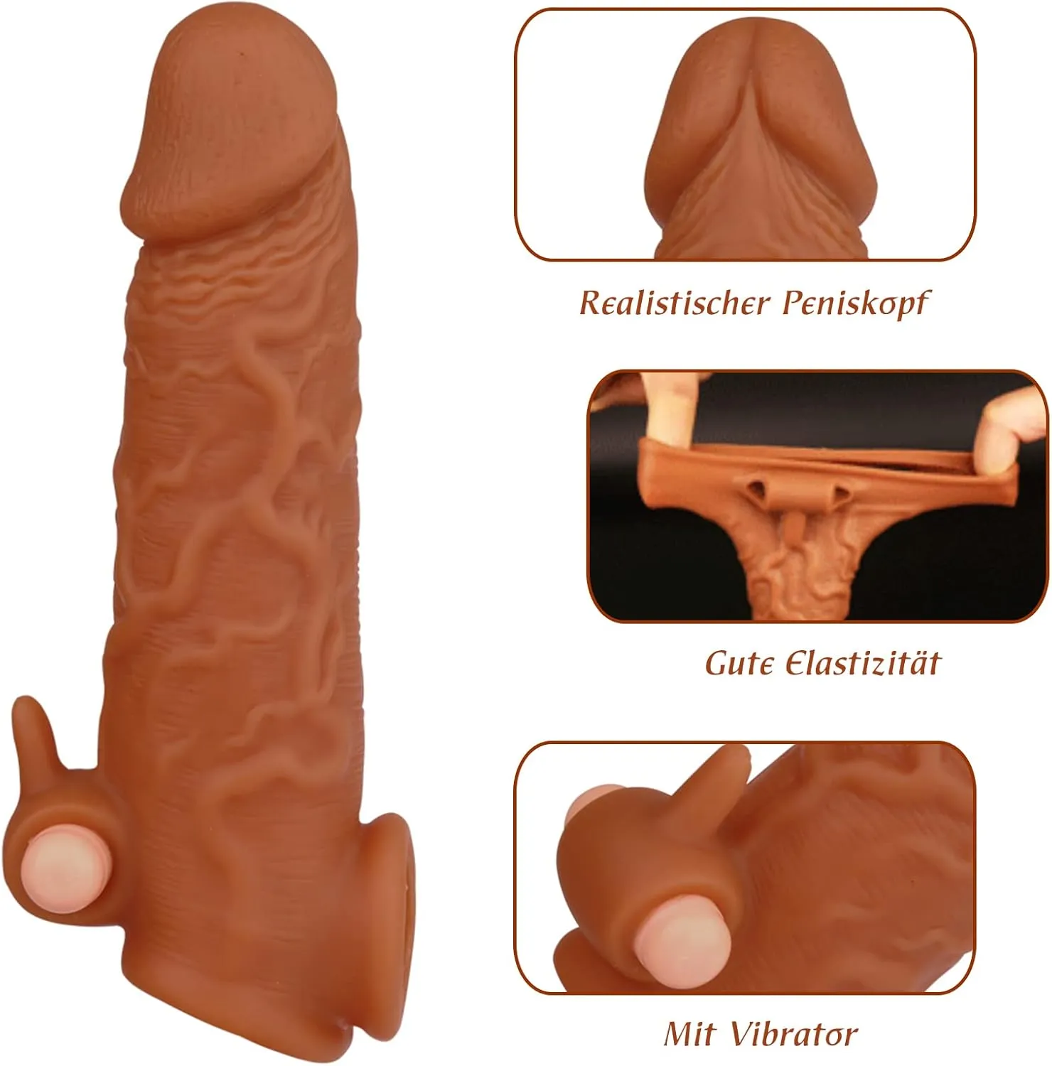 Life Size Penis Sleeve Condom - Vibrating Bullet Clit Stimulator Sex Toys for Men