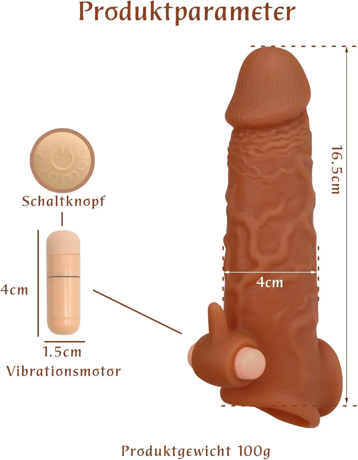 Life Size Penis Sleeve Condom - Vibrating Bullet Clit Stimulator Sex Toys for Men