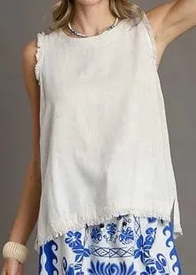 Linen Blend Frayed Shell