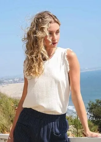 Linen Blend Frayed Shell
