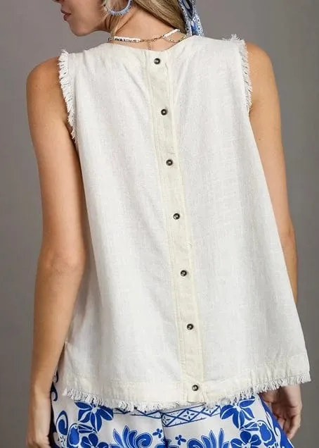 Linen Blend Frayed Shell