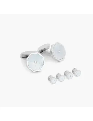 London Eye Cufflinks & Studs with White MOP and White Diamond