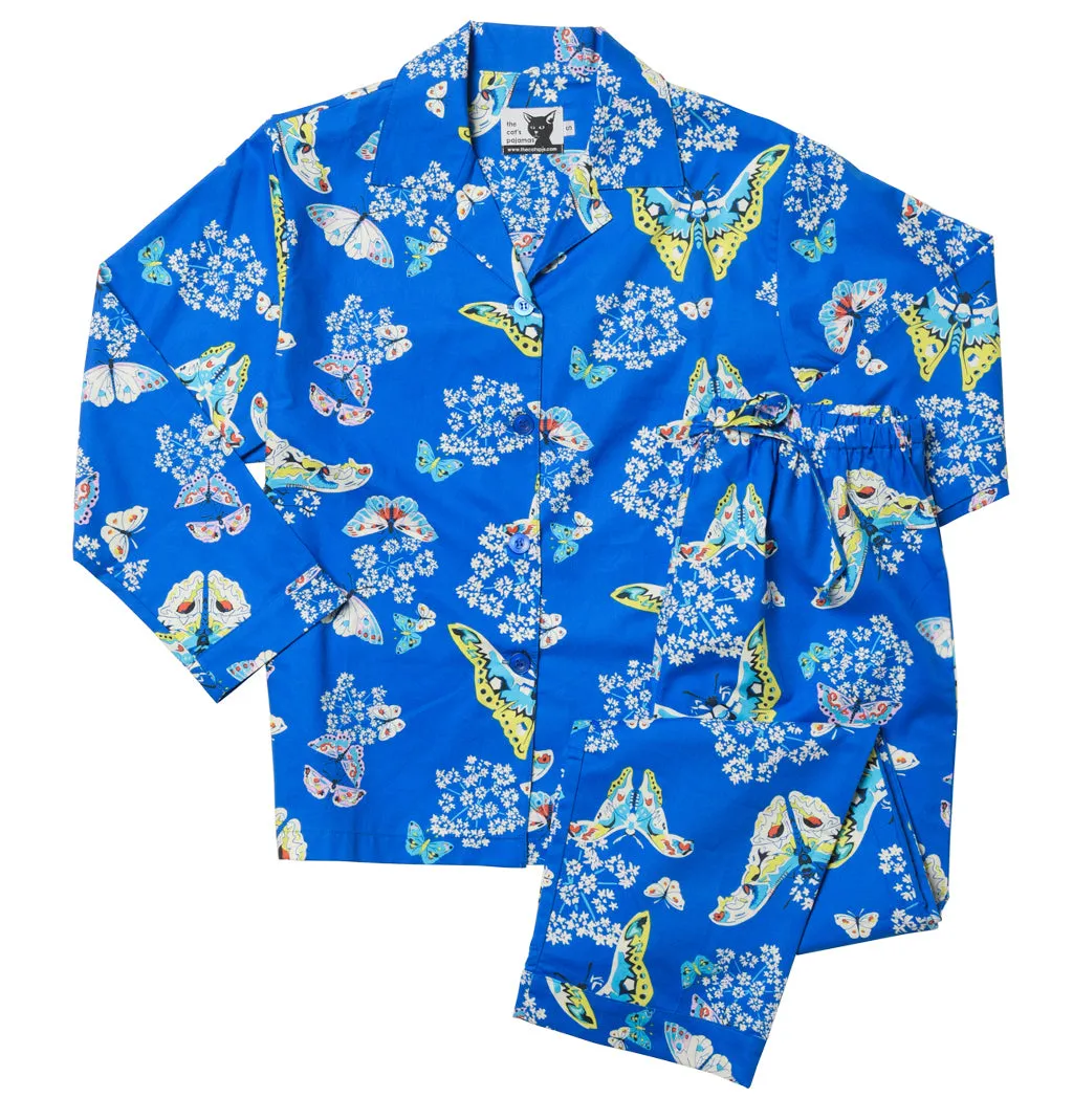 Long Sleeve Pajama Set - Butterflies are Blue Print