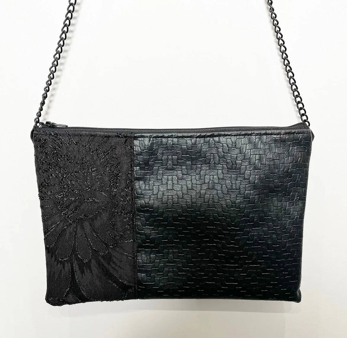 Lucky Charm Shoulder Bag - Black floral jacquard