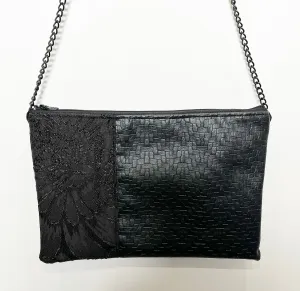 Lucky Charm Shoulder Bag - Black floral jacquard
