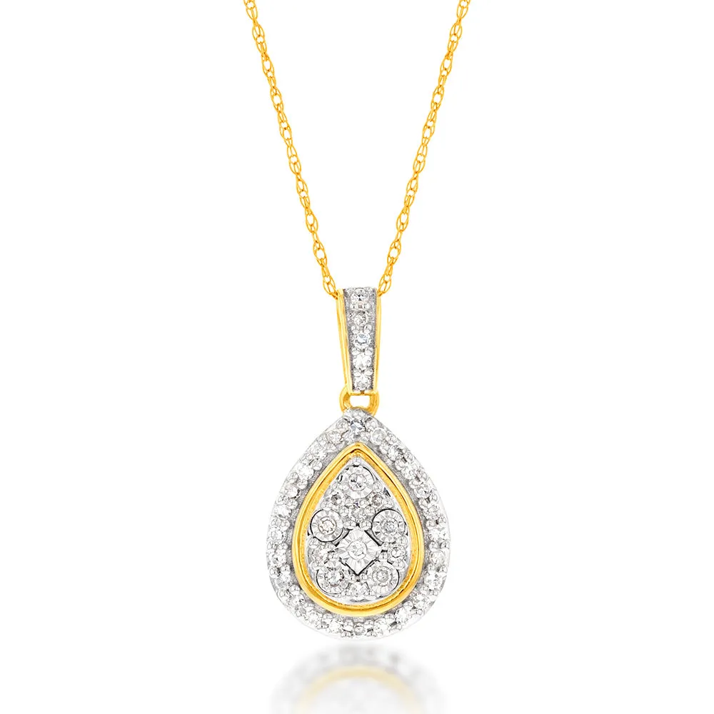 Luminesce Lab Grown Diamond 1/5 Carat Pear Pendant with Chain in 9ct Yellow Gold