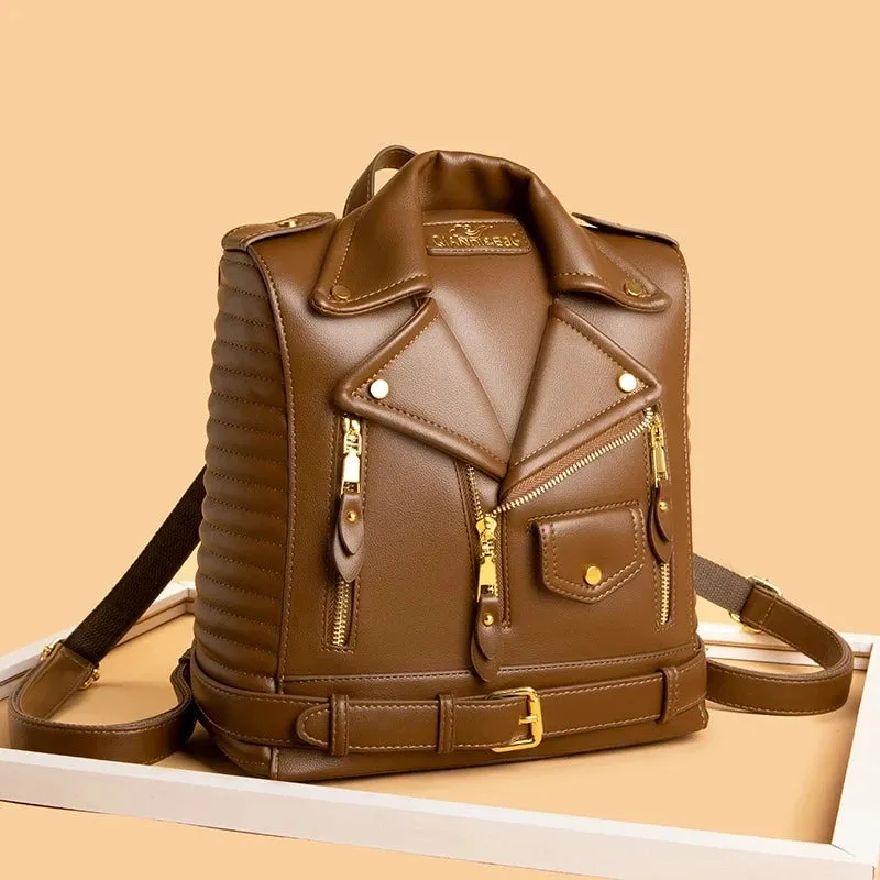 Luxe Designer Leather Backpack - Edgy Urban Chic
