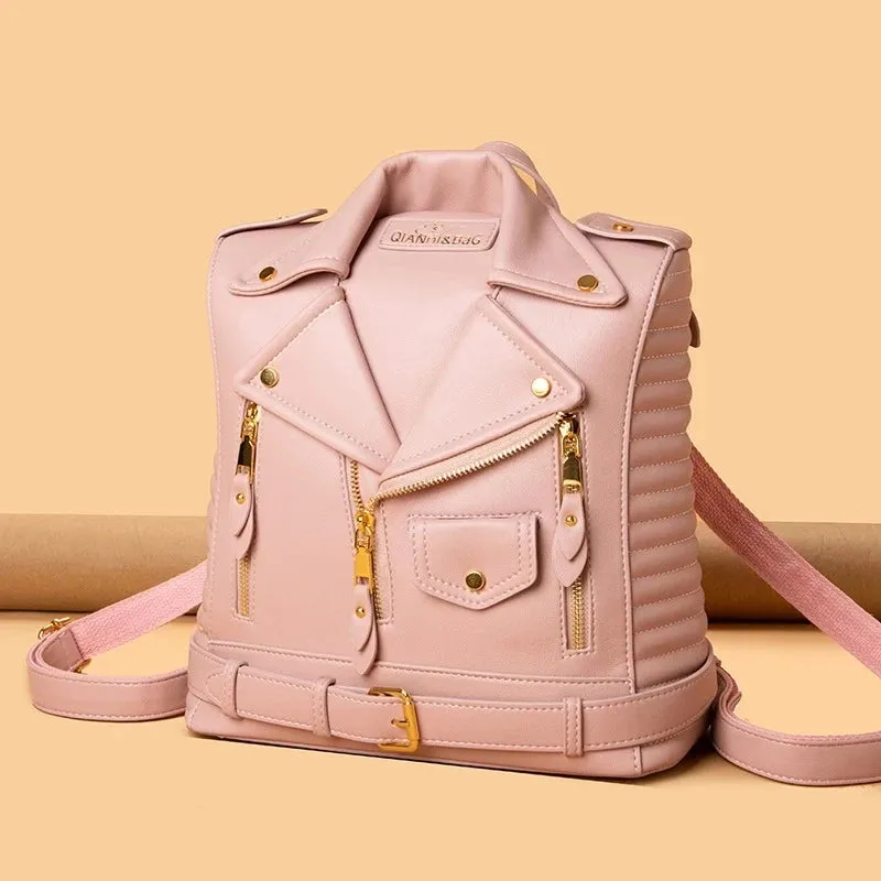 Luxe Designer Leather Backpack - Edgy Urban Chic