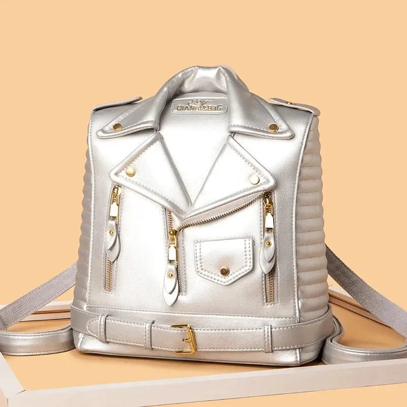 Luxe Designer Leather Backpack - Edgy Urban Chic