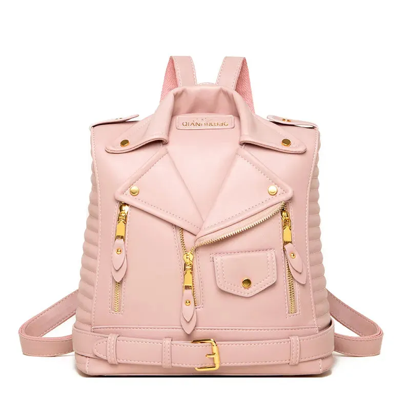 Luxe Designer Leather Backpack - Edgy Urban Chic