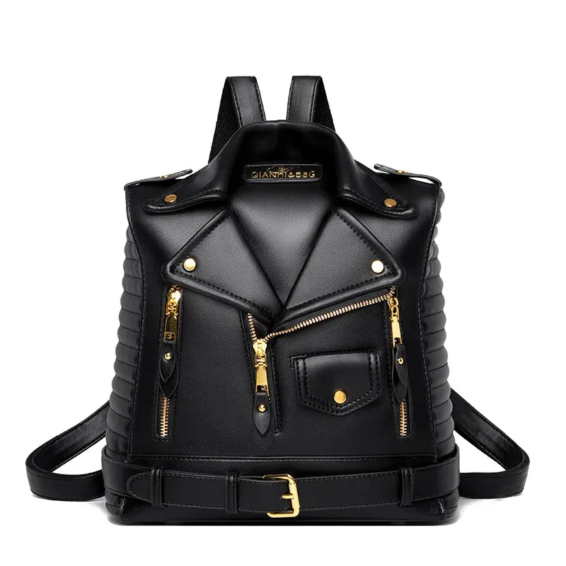 Luxe Designer Leather Backpack - Edgy Urban Chic