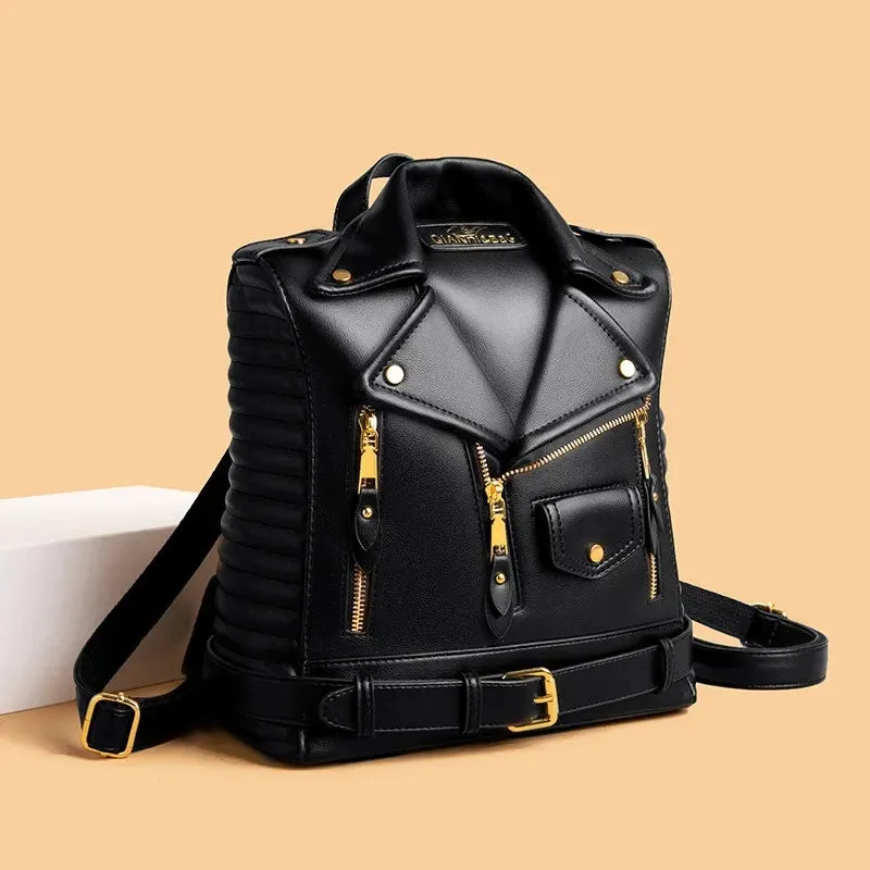 Luxe Designer Leather Backpack - Edgy Urban Chic