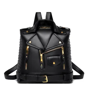 Luxe Designer Leather Backpack - Edgy Urban Chic