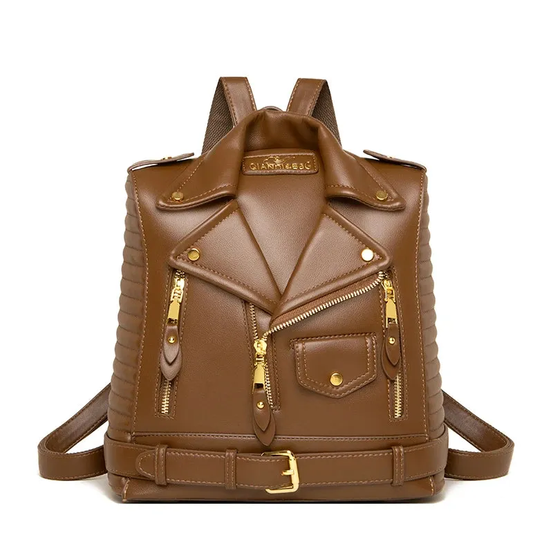 Luxe Designer Leather Backpack - Edgy Urban Chic