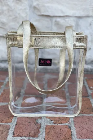 Makeup Junkie In The Clear Stadium Tote - Gold Serpent