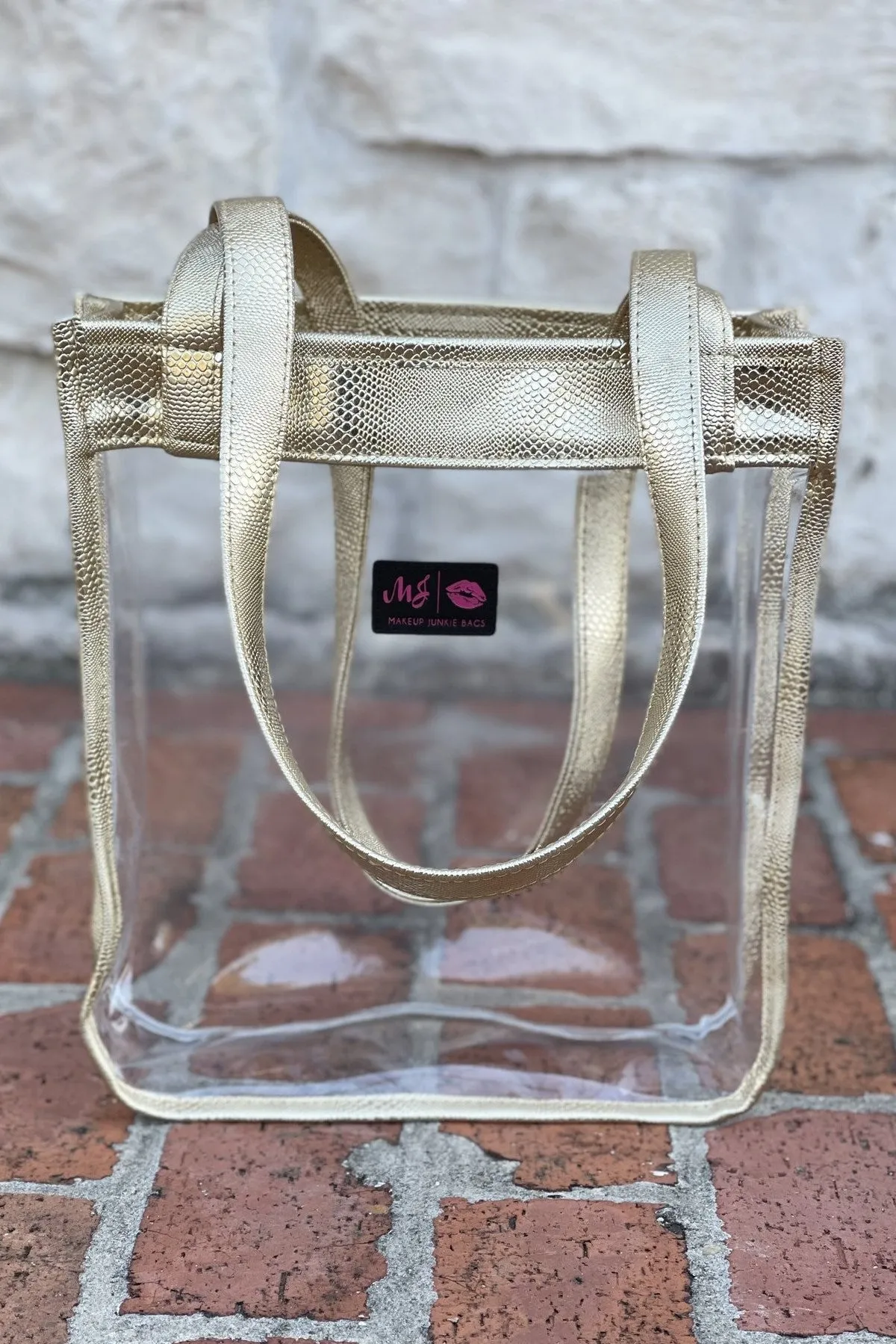Makeup Junkie In The Clear Stadium Tote - Gold Serpent