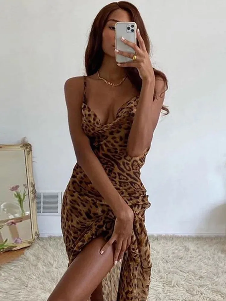 MARIA LEOPARD Stylish MAXI DRESS