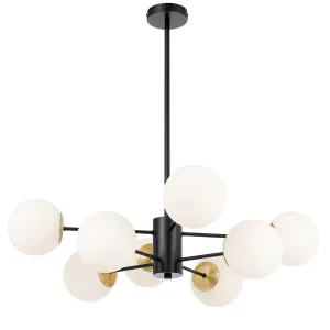 Marsten 8 Light Black and Opal Glass Industrial Pendant