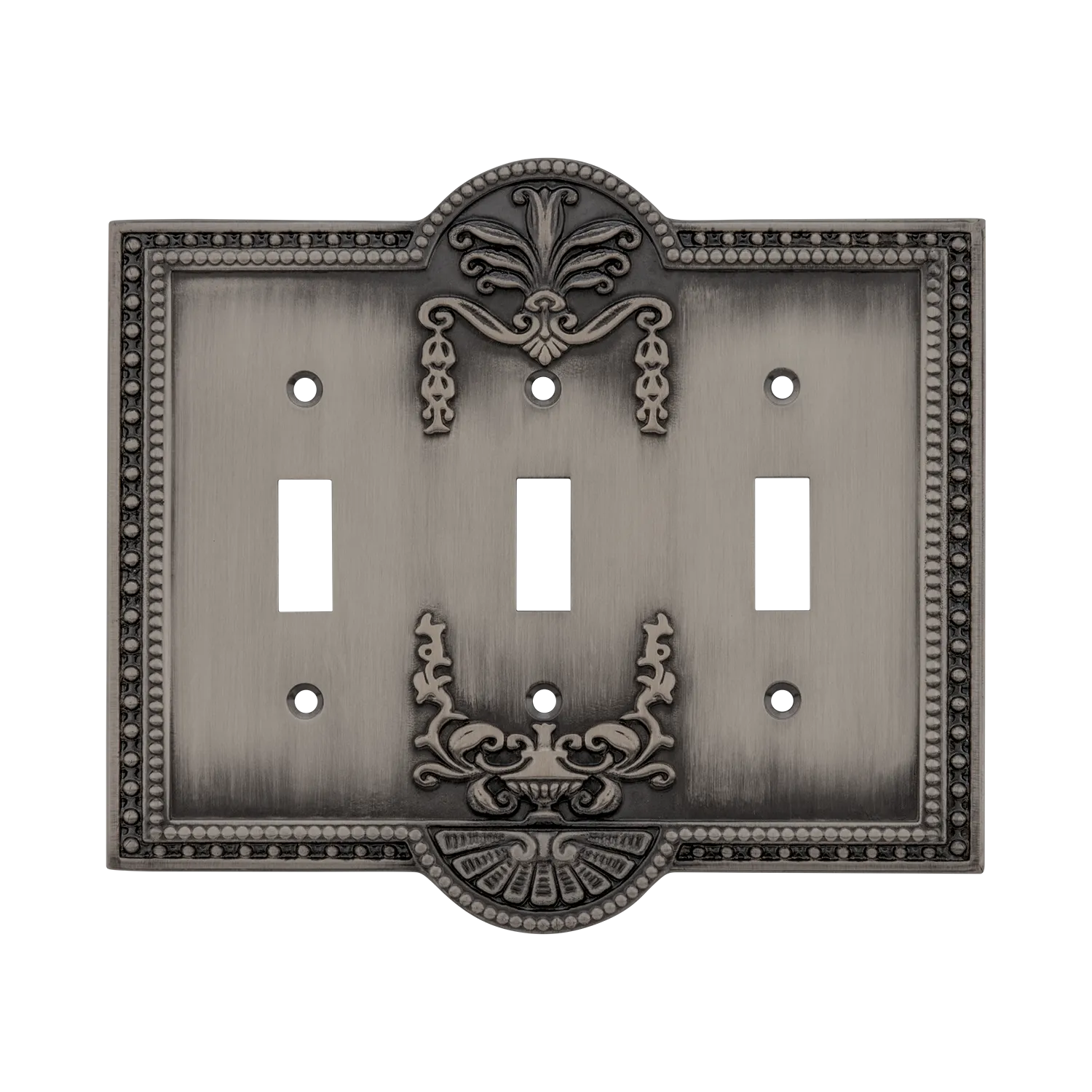 Meadows Switch Plate with Triple Toggle in Antique Pewter