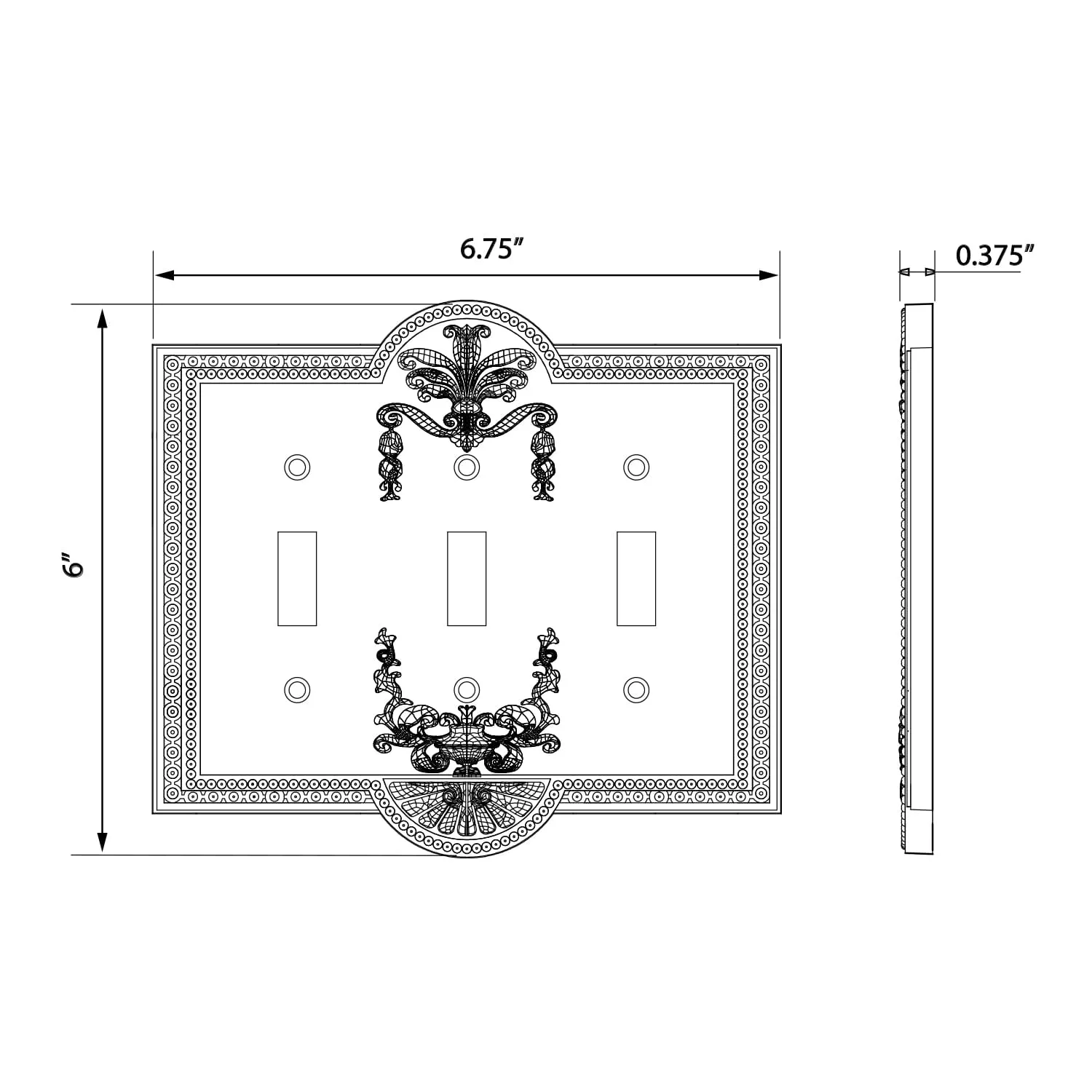 Meadows Switch Plate with Triple Toggle in Antique Pewter