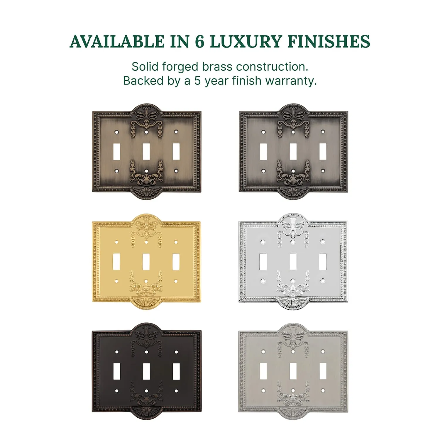 Meadows Switch Plate with Triple Toggle in Antique Pewter