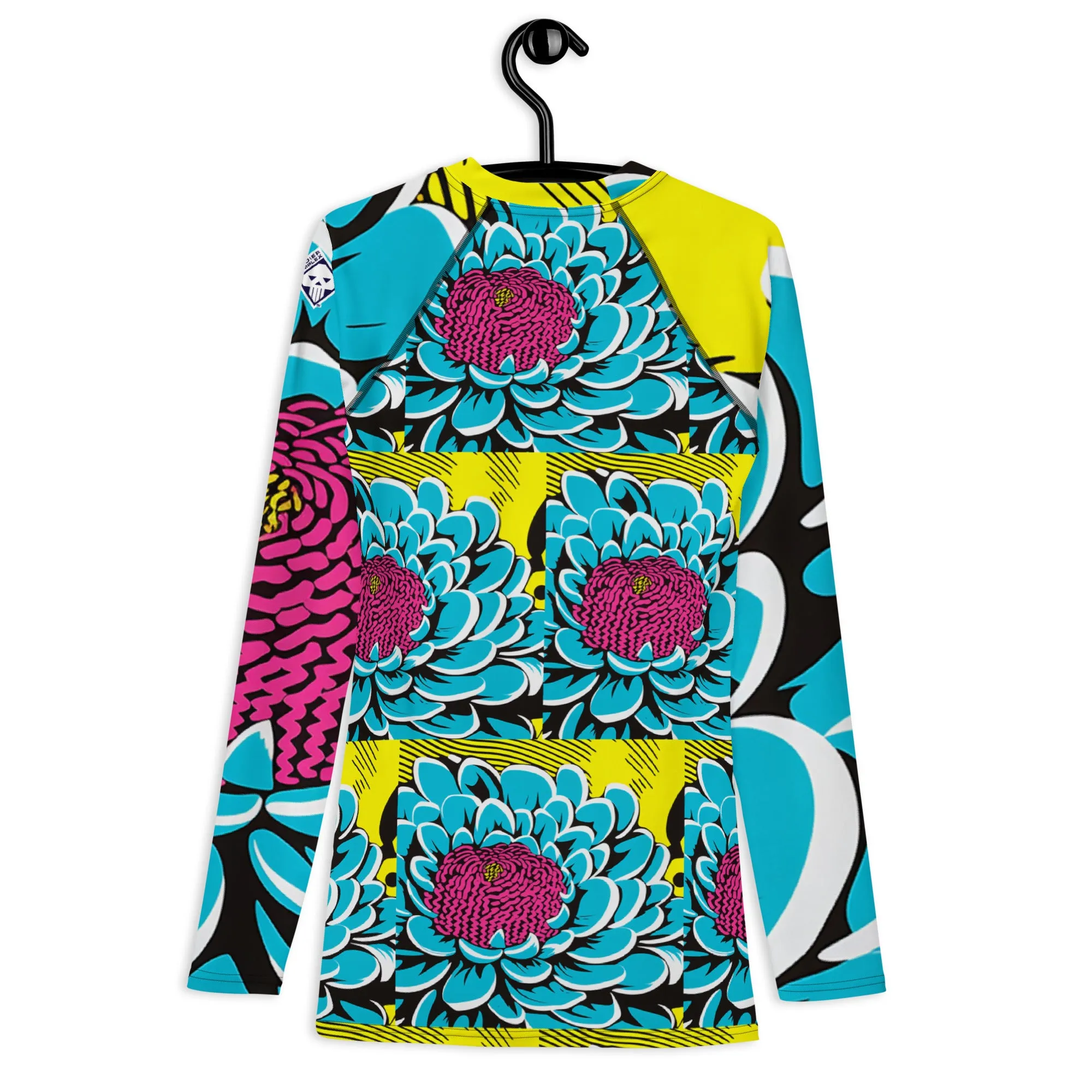 Men's BJJ Long Sleeve Rash Guards: Unique Roy Lichtenstein Dahlia Design for High-Intensity Training 002
