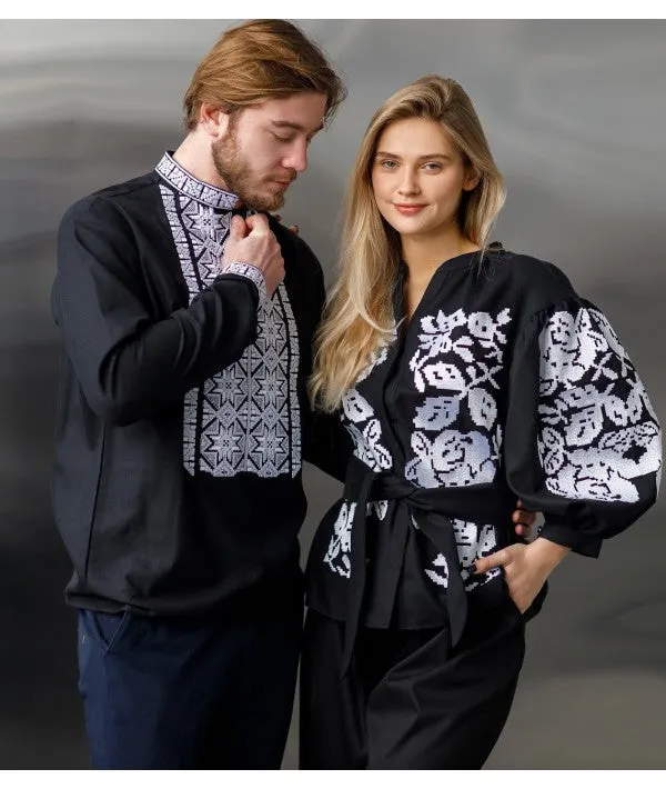 Men's embroidered shirt with voluminous and striking embroidery