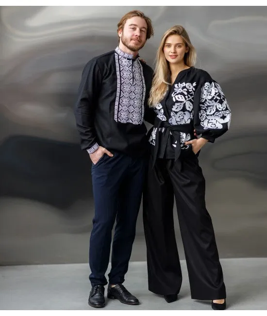 Men's embroidered shirt with voluminous and striking embroidery
