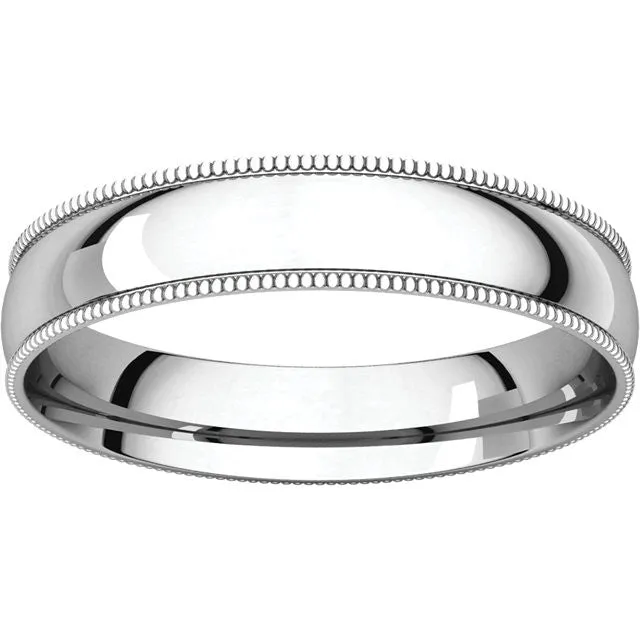 Milgrain Comfort Fit Light Wedding Band (MGRL)