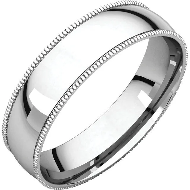 Milgrain Comfort Fit Light Wedding Band (MGRL)