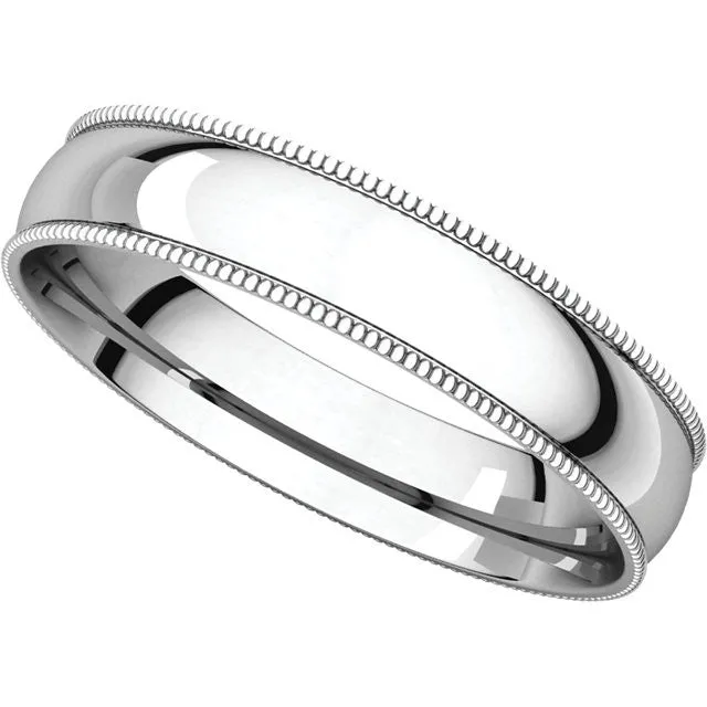 Milgrain Comfort Fit Light Wedding Band (MGRL)