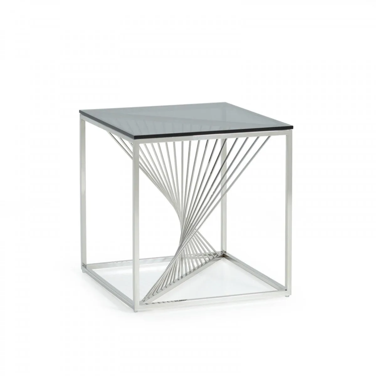 Modrest Trinity Modern Glass & Stainless Steel End Table