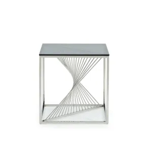 Modrest Trinity Modern Glass & Stainless Steel End Table